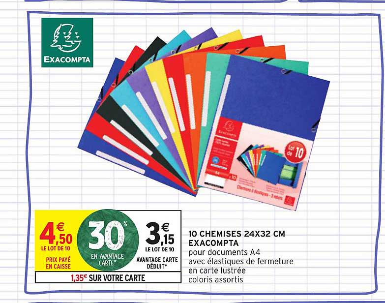 10 chemises 24x32 cm exacompta