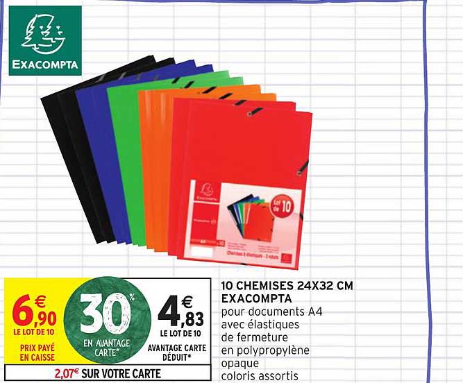 10 chemises 24x32 cm exacompta