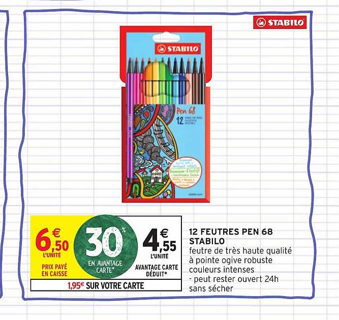 12 feutres pen 68 stabilo
