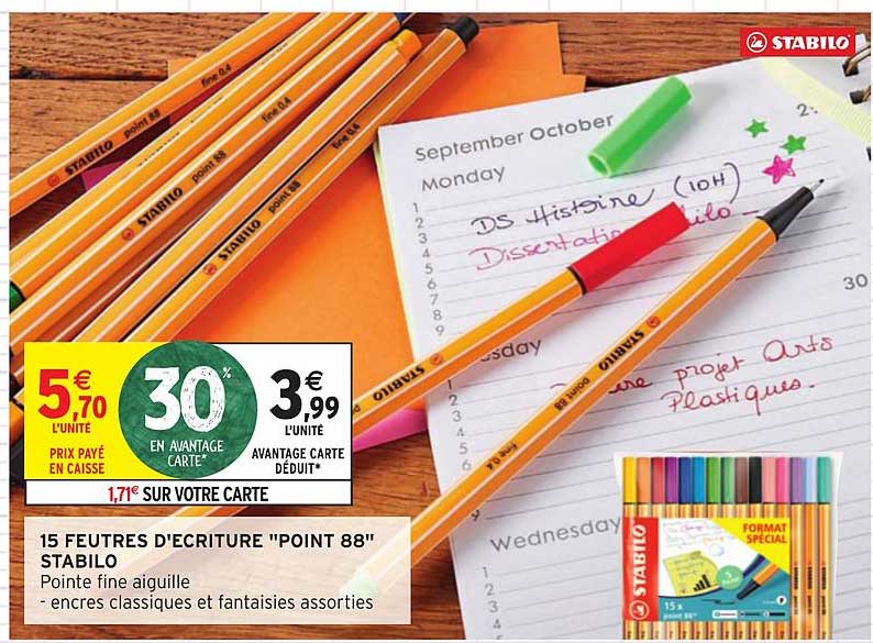 15 Feutres D écriture Point 88 Stabilo