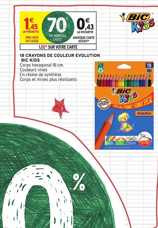 18 Crayons De Couleur Evolution Bic Kids