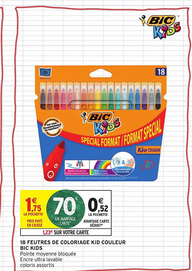 18 feutres de coloriage kid couleur bic kids