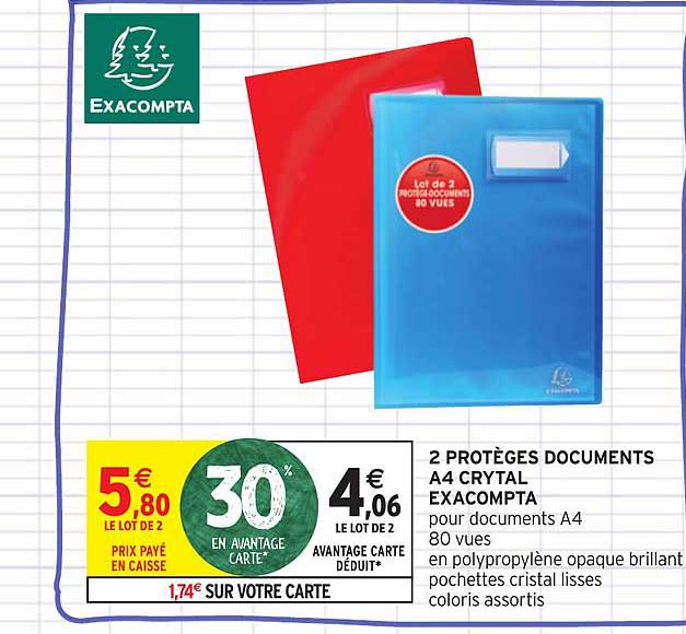 2 protèges documents a4 crystal exacompta