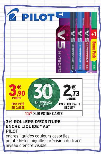 3+1 Rollers D écriture Encre Liquide V5 Pilot