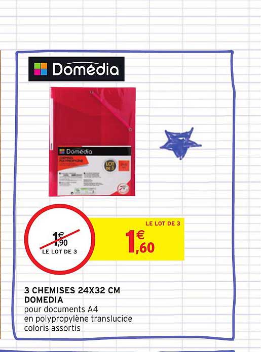 3 chemises 24x32 cm domédia