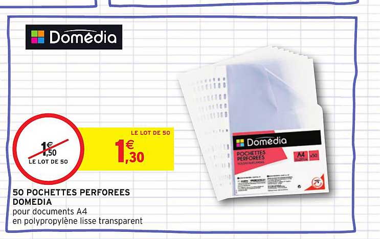 50 Pochettes Perforées Domédia