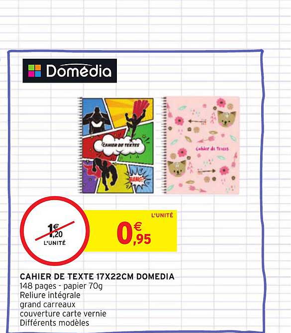 cahier de texte 17x22 cm domédia