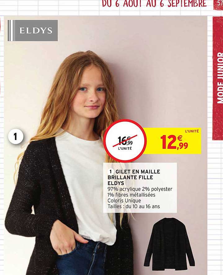 gilet en maille brillante fille eldys
