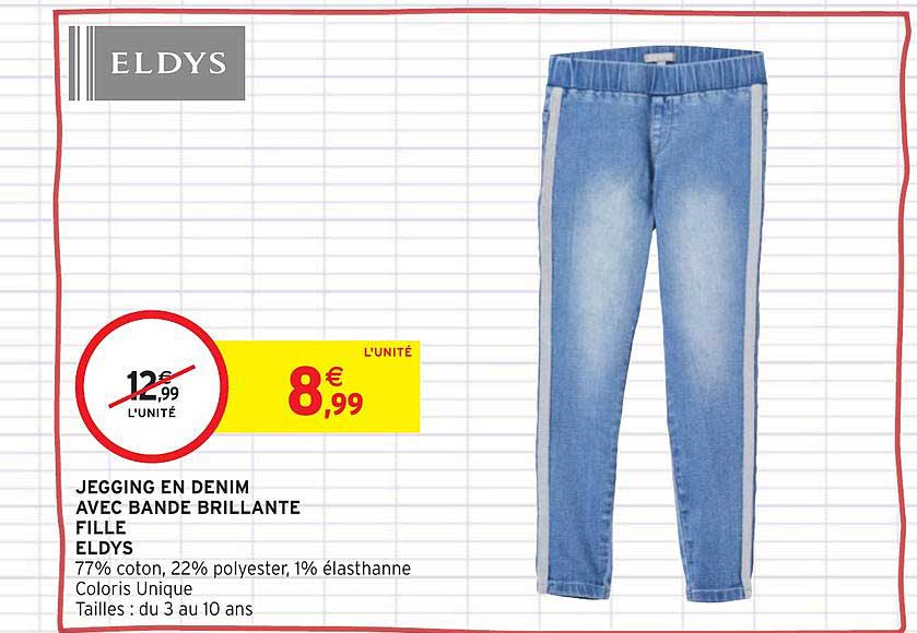 jegging en denim avec bande brillante fille eldys