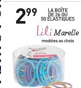 la boîte de 26 ou 50 élastiques lili marelle