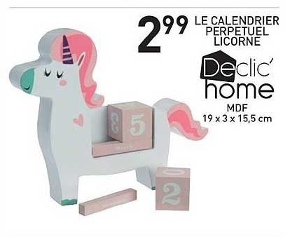 le calendrier perpétuel licorne declic' home