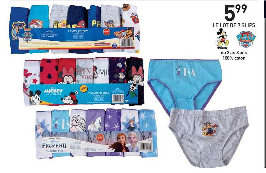 le lot de 7 slips disney patrol