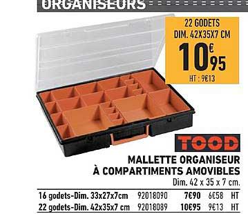 mallette organiseur à compartiments amovibles tood