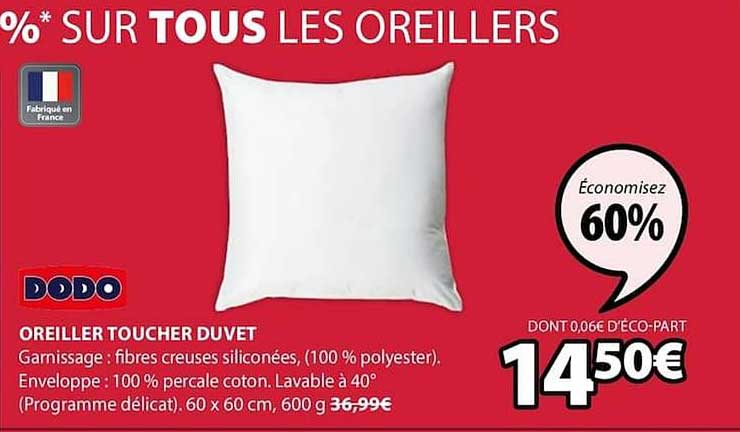 oreiller toucher duvet dodo