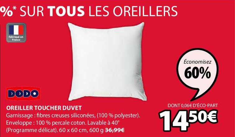 oreiller toucher duvet dodo