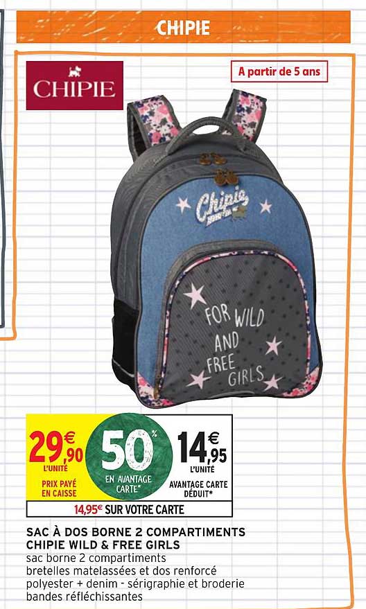 Sac à Dos Borne 2 Compartiments Chipie Wild&free Girls