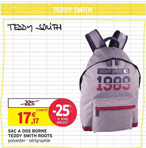 sac à dos borne teddy smith roots -25% de remise immédiate