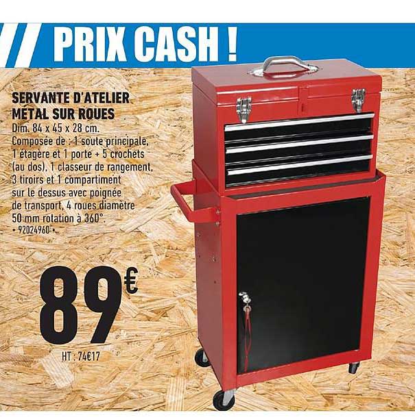 servante d'atelier métal sur roues