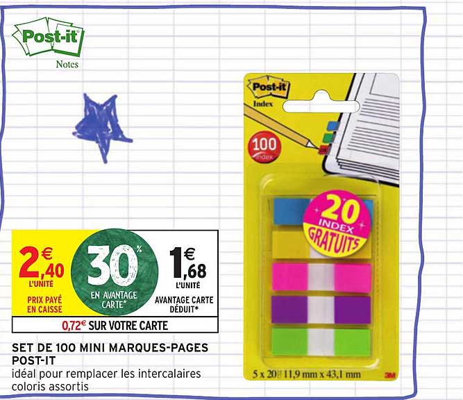 set de 100 mini marques pages post it