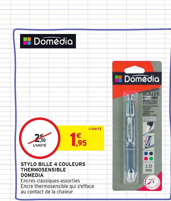 Stylo Bille 4 Couleurs Thermosensible Domédia