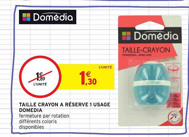 taille crayon à réserve 1 usage domédia