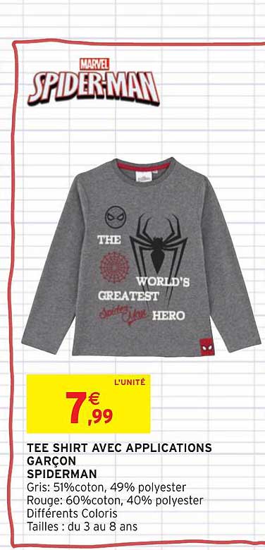 Tee Shirt Avec Applications Garçon Spiderman