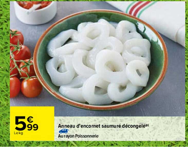 anneau d'encornet saumuré décongelé
