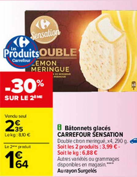Bâtonnets Glacés Carrefour Sensation