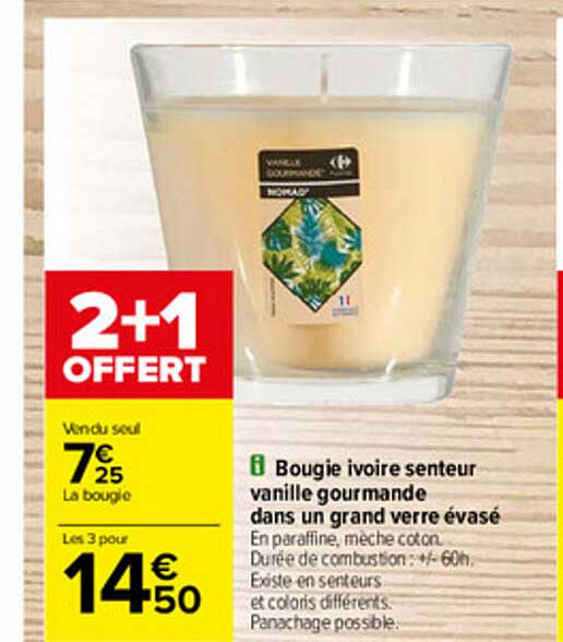 Bougie Ivoire Senteur Vanille Gourmande Dans Un Grand Verre évasé