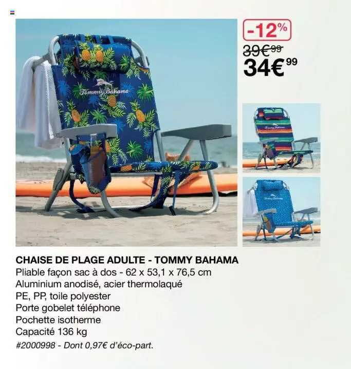 chaise de plage adulte - tommy bahama