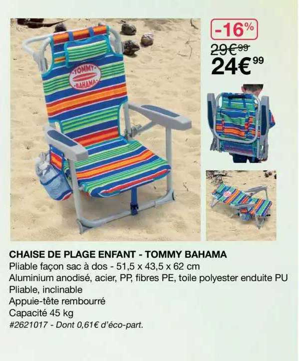 chaise de plage enfant - tommy bahama