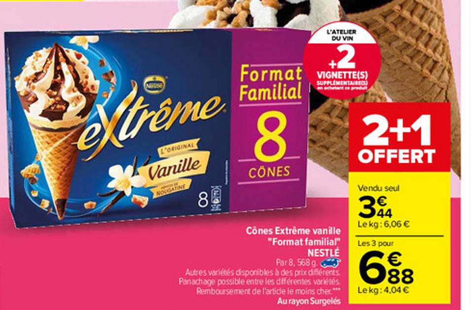 Cônes Extrême Vanille "format Familial" Nestlé