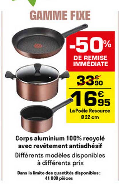 corps aluminium 100% recyclé avec revêtement antiadhésif