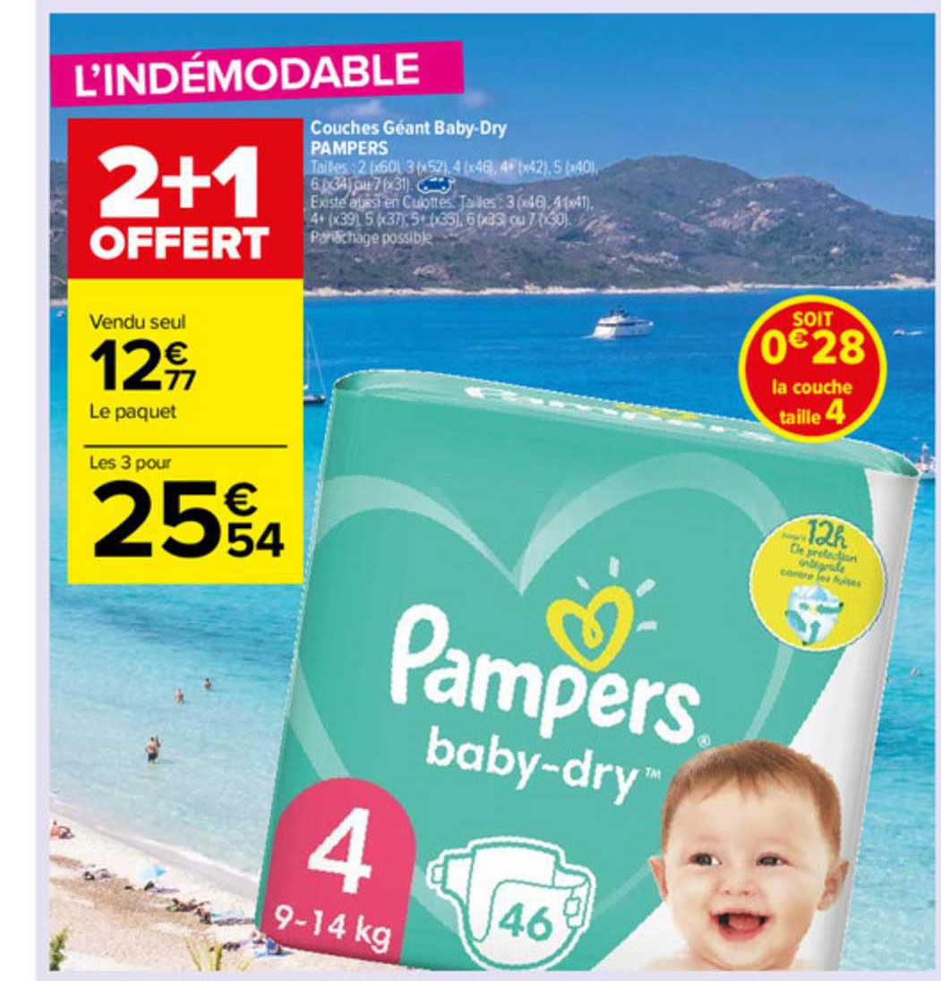 couches géant baby-dry pampers