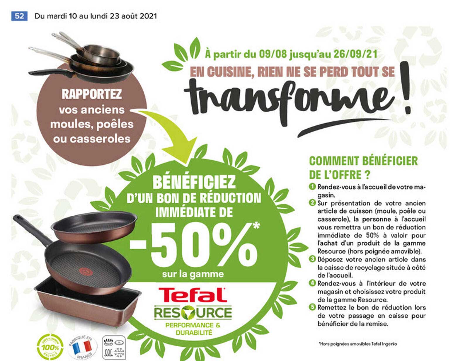 cuisine : la gamme tefal, rapportez vos anciens moule, poêles ou casseroles