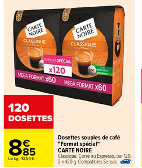 dosettes souples de café "format spécial" carte noire