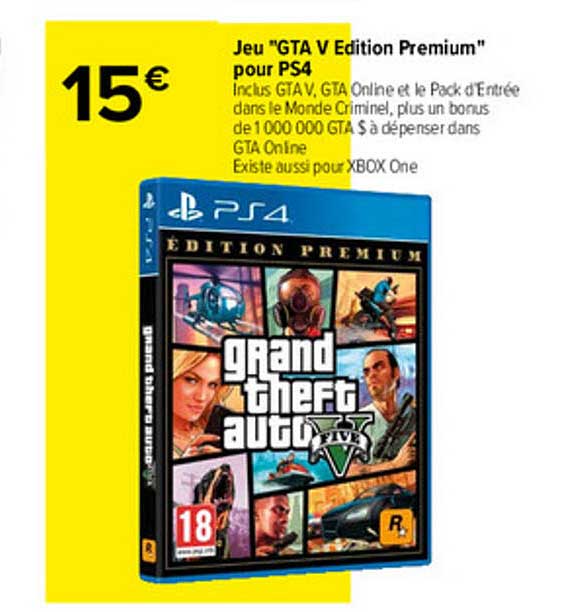 jeu "gta v edition premium" pour ps4