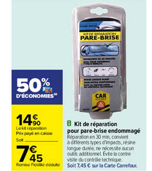 kit de réparation pour pare-brise endommagé