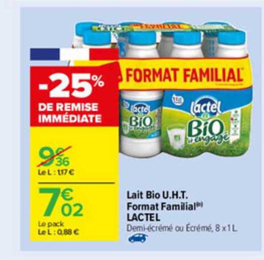 lait bio u.h.t. format familial lactel