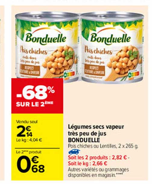 légumes secs vapeur très peu de jus bonduelle