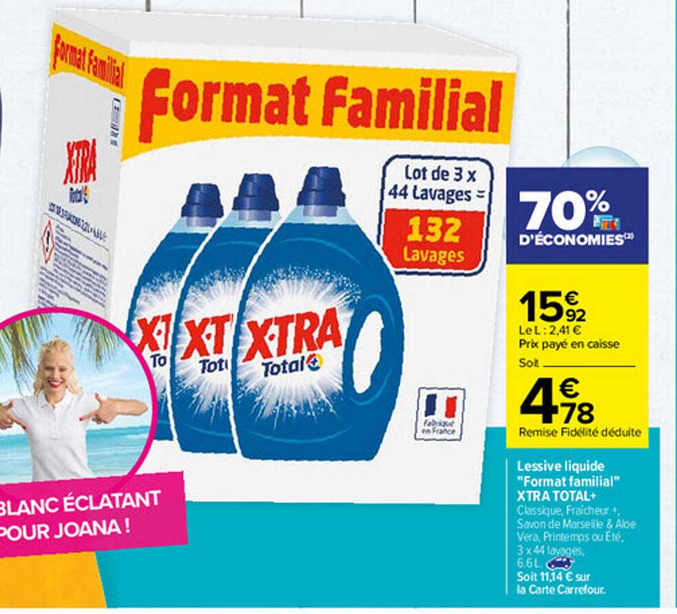 lessive liquide "format familial" xtra total