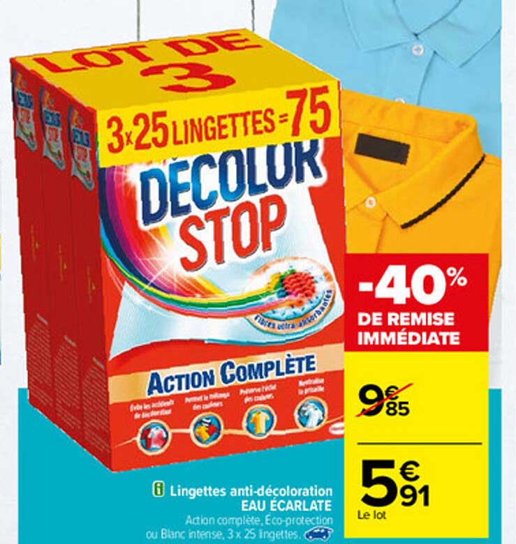 lingettes anti-décoloration eau écarlate