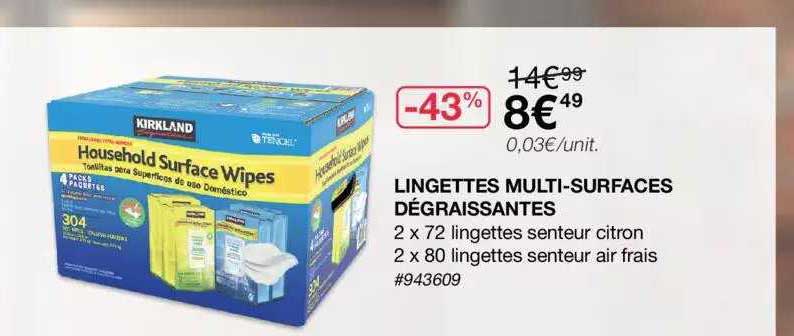 lingettes multi-surfaces dégraissantes kirkland