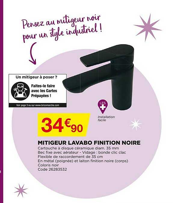 mitigeur lavabo finition noire