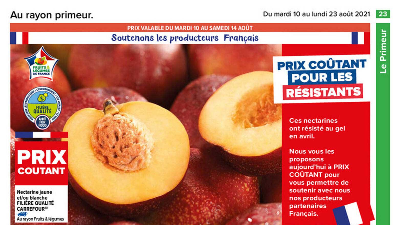 nectarine jaune et-ou blanche filière qualité carrefour