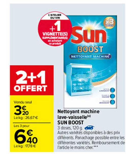 nettoyant machine lave-vaisselle sun boost