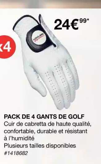 pack de 4 gants de  golf kirkland