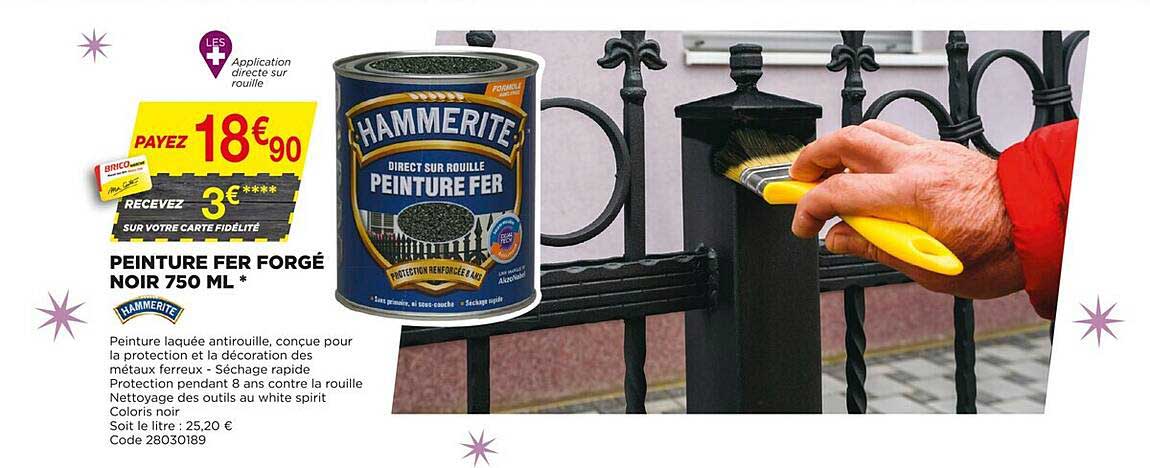 peinture fer forgé noir 750 ml hammerite