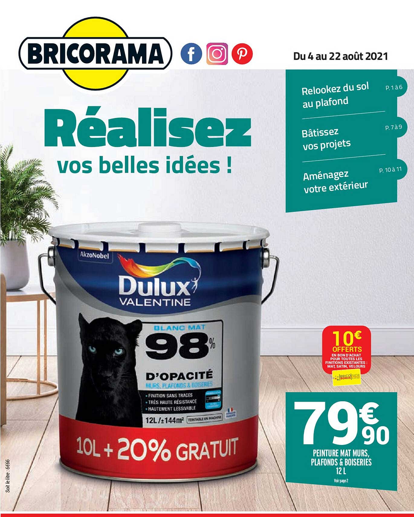 peinture mat murs, plafonds & boiseries 12 l