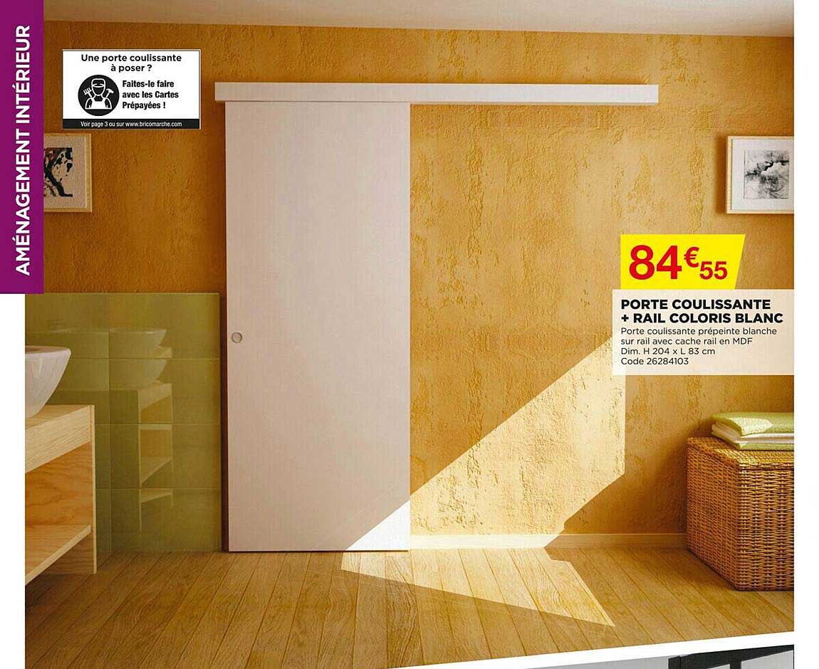 Porte Coulissante + Rail Coloris Blanc